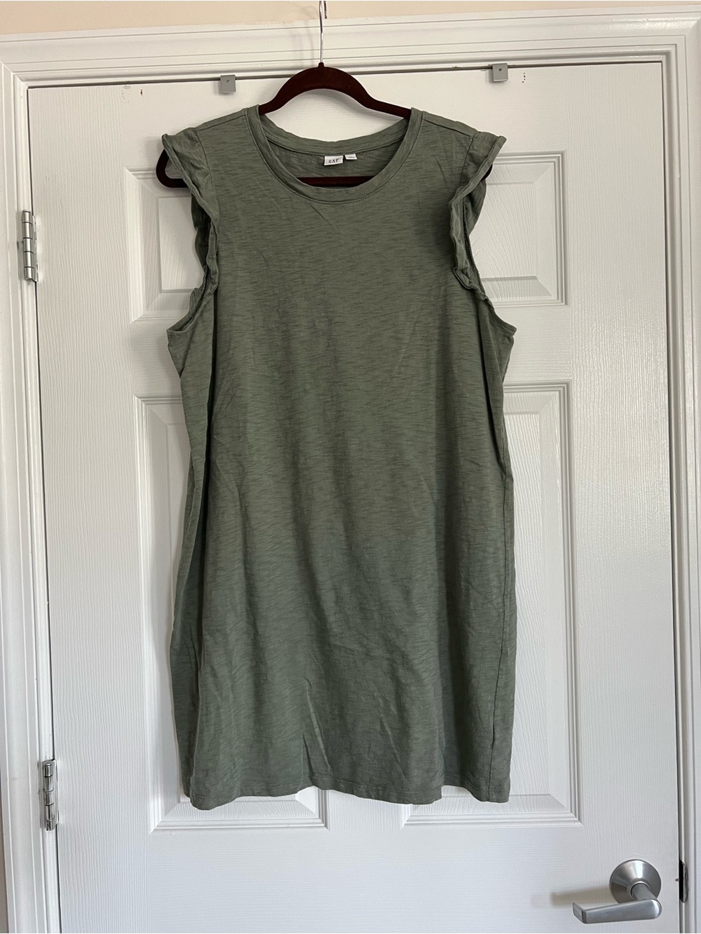 GAP Olive Green Ruffle Sleeve Tank Dress